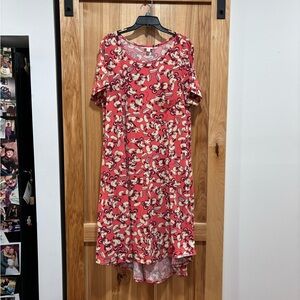 LuLaRoe Red Flutter Sleeve Tiered Sundress